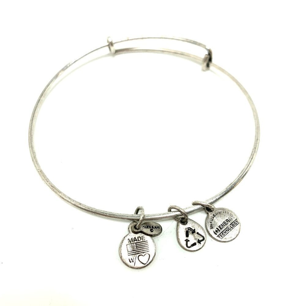 Alex and Ani Charm Station Bracelet Silver Finish - Expands 2"- 3.5"